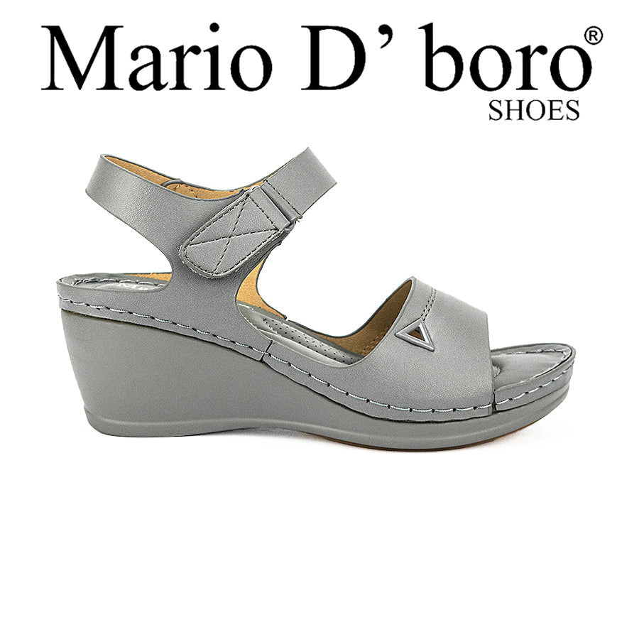 Mario D' Boro Women's Wedge Sandals LW 25698 Black/Light Gray  C44