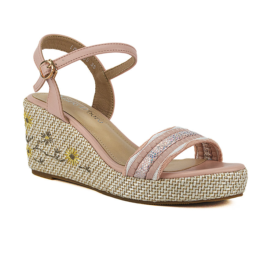 Mario D' Boro Women's Wedge Sandals Lw 26366 Black/old Rose C46