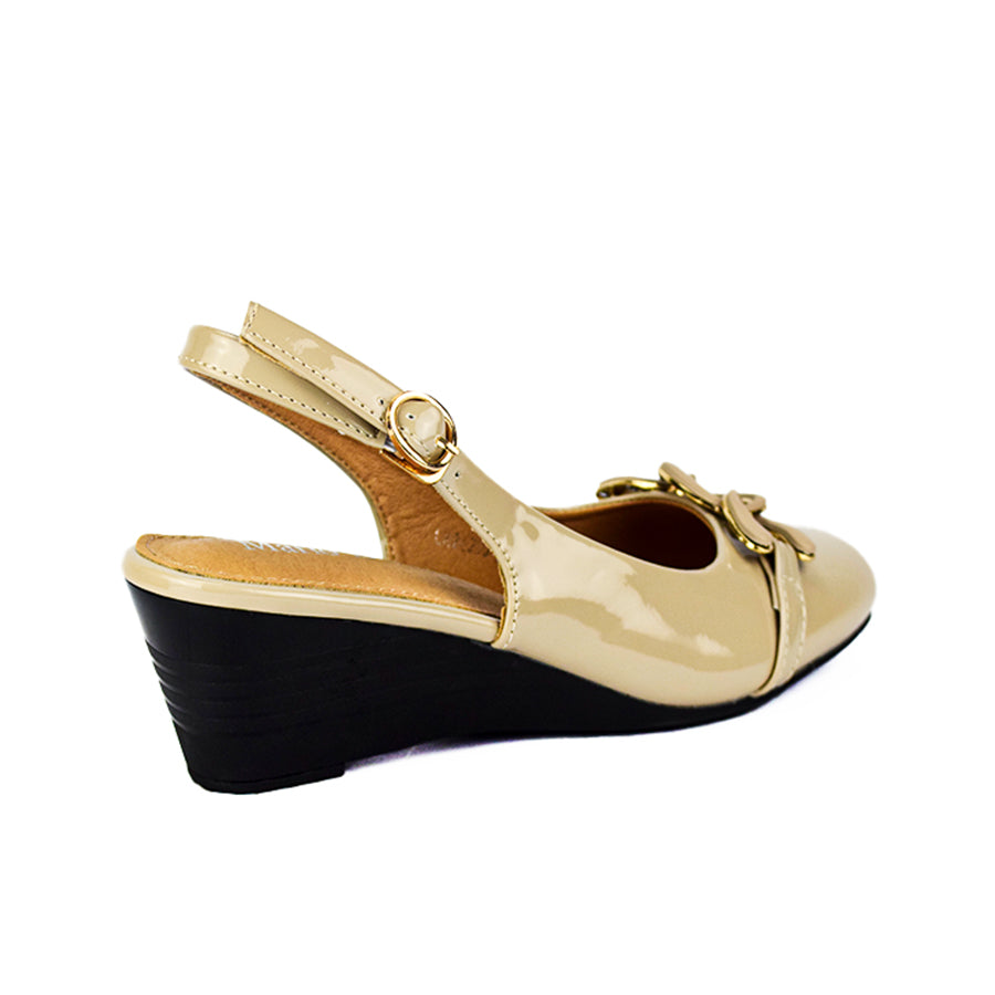 Mario D' Boro Women's Wedge Sandals LX 26290 Beige/Black C49