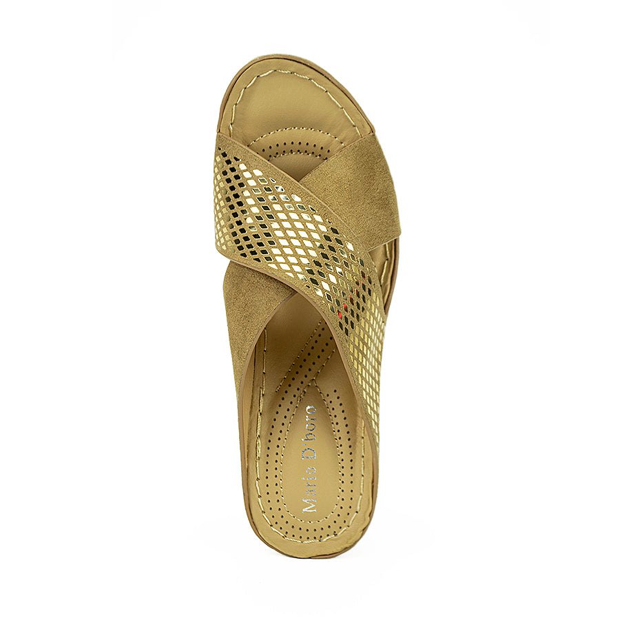 Mario D' Boro Women's Wedge Sandals Lv 22313 Beige/Light Gray