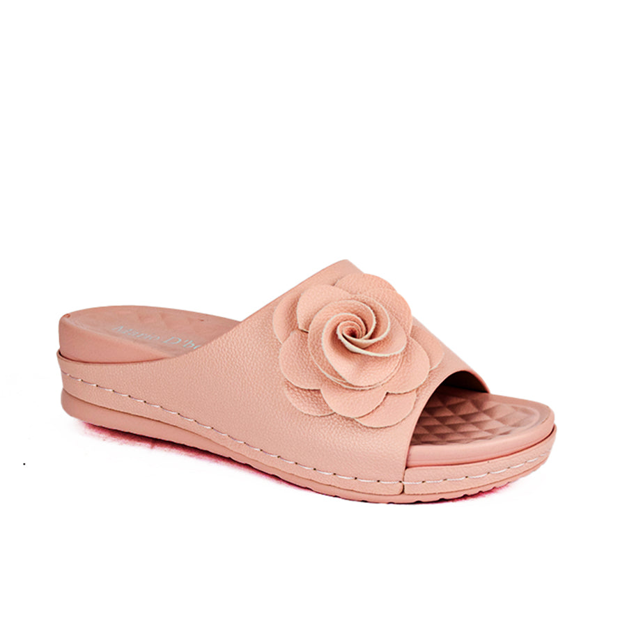 Mario D' Boro Women's Flat Sandals LX 26062 Beige/Old Rose C49