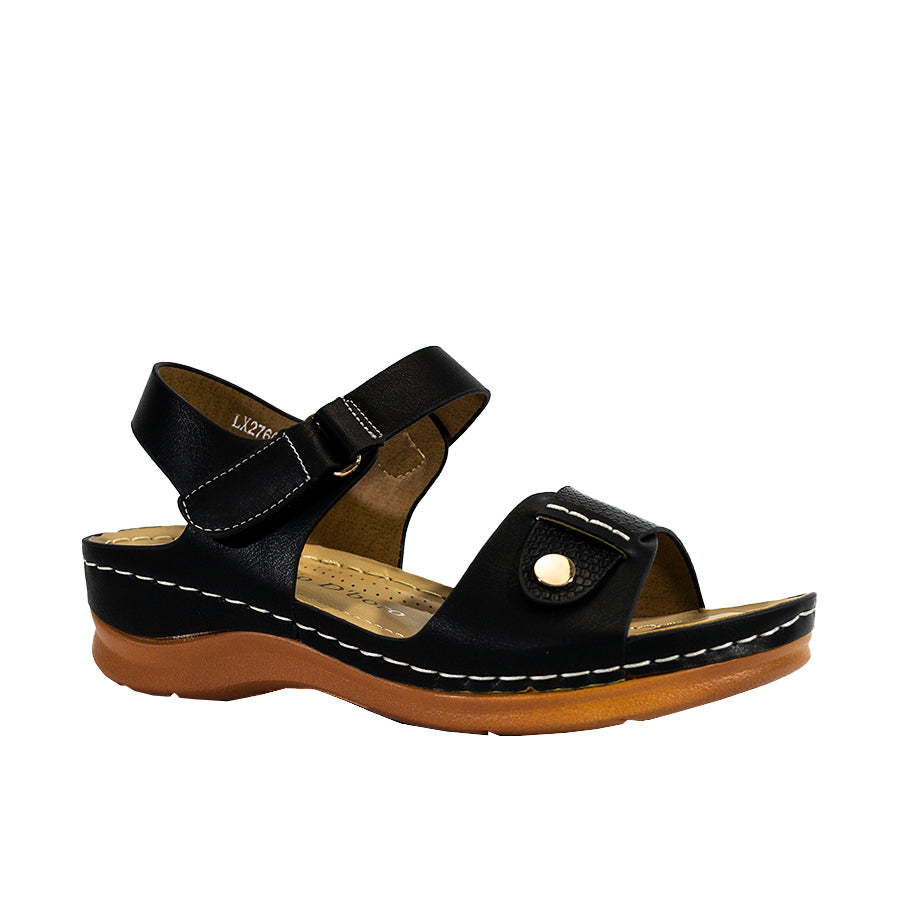 Mario D' Boro Women's Wedge Sandals LX 27607 Black/Brown C58