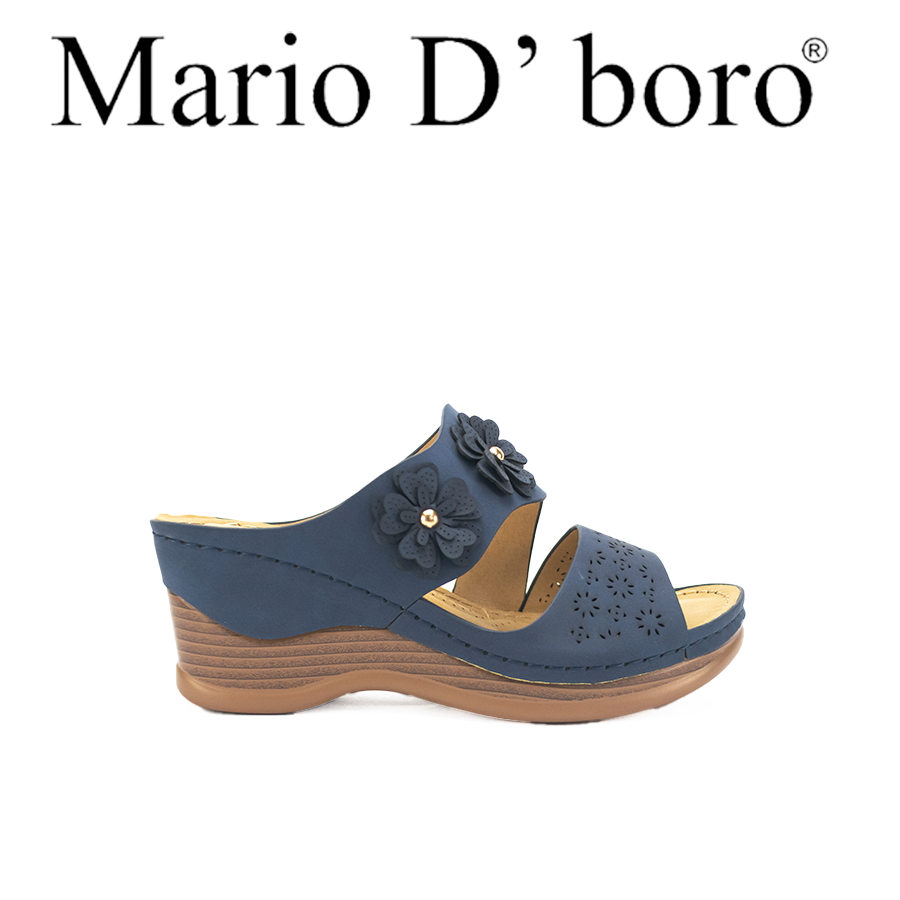 Mario D' Boro Women's Wedge Sandals LX 27057 Beige/Navy Blue C51