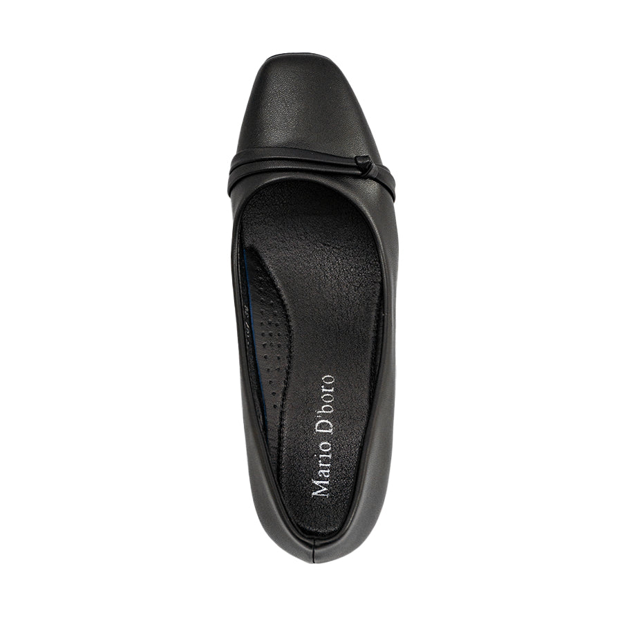Mario D' boro Women's LZ 30187 C97 Black heeled pump shoe with block heel and decorative strap.
