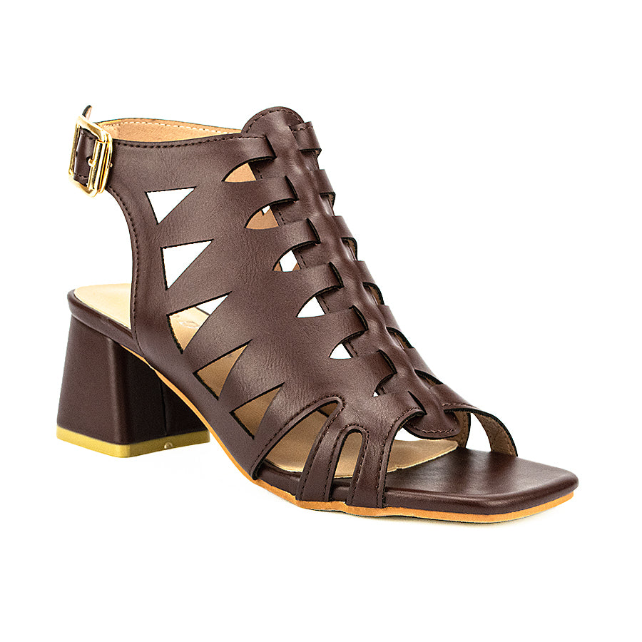 Mario D' Boro Women's Heeled Sandals LW 26043 Bone/Dark Brown C44