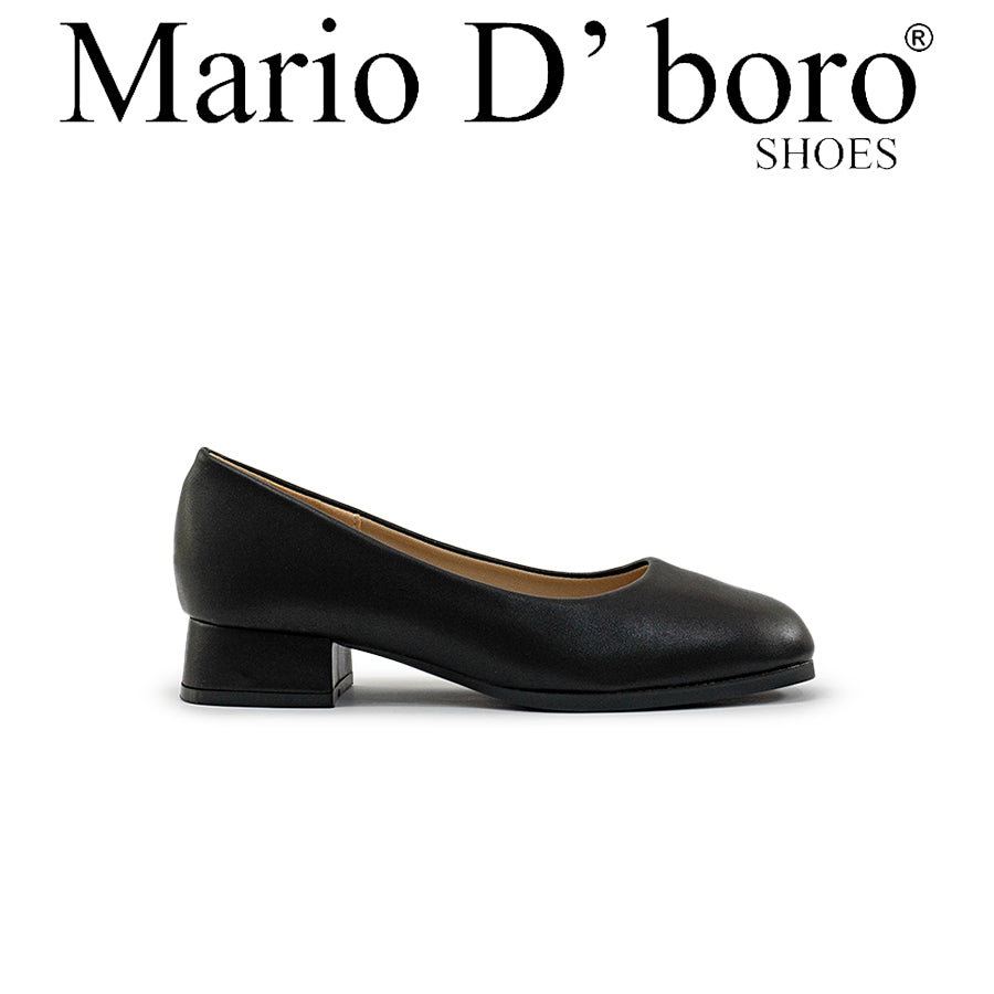 Mario D' boro Women's LZ 29814 C94 Black School shoe with low block heel. Closed toe design.