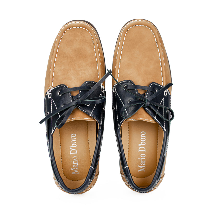 Mario D' Boro Men's Casual Boat Shoes Mw 22771 Black/Dark Beige