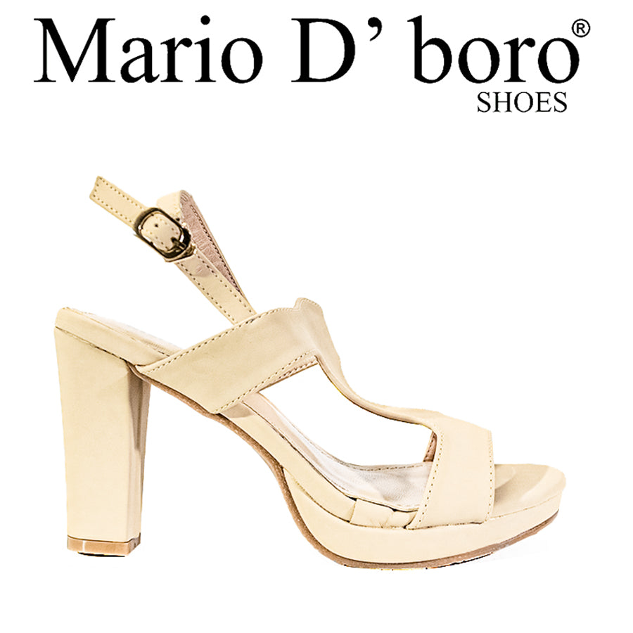 Mario D' Boro Women's Heeled Sandals LX 26563 Beige/Black C52