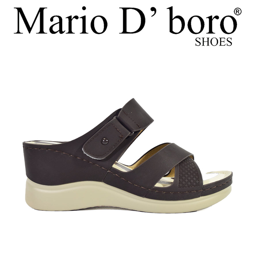 Mario D' Boro Women's Wedge Sandals LX 27414 Beige/Dark Brown C56