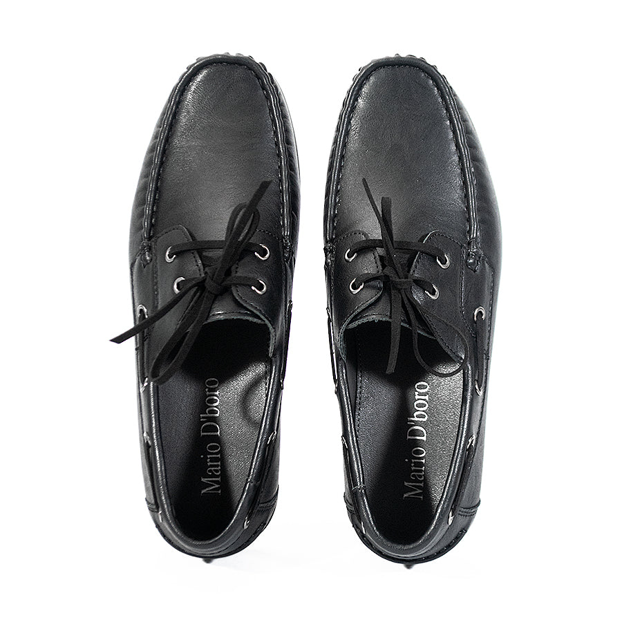 Mario D' Boro Men's Casual Boat Shoes MY 25866 All Black/Black Brown/VDark Brown C64