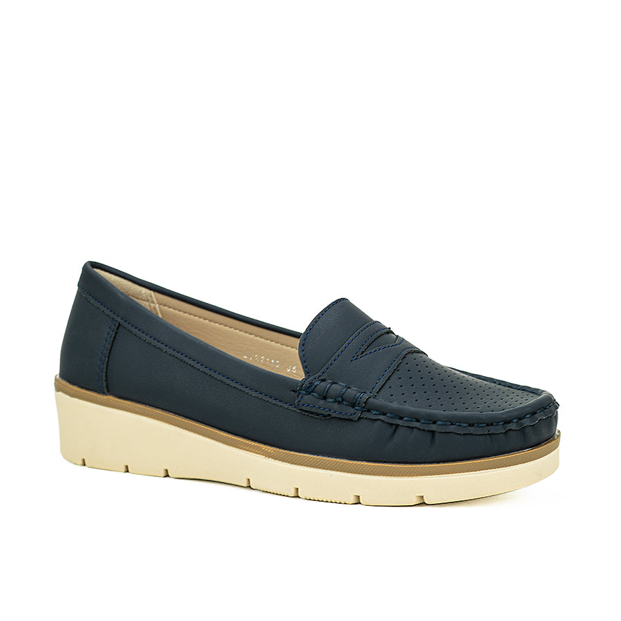 Mario D' Boro Women's Flat Shoes Lv 22110 Beige/Navy Blue