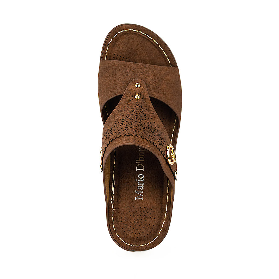 Mario D' Boro Women's Flat Sandals Lw 26226 Dark Brown/Olive Green C46