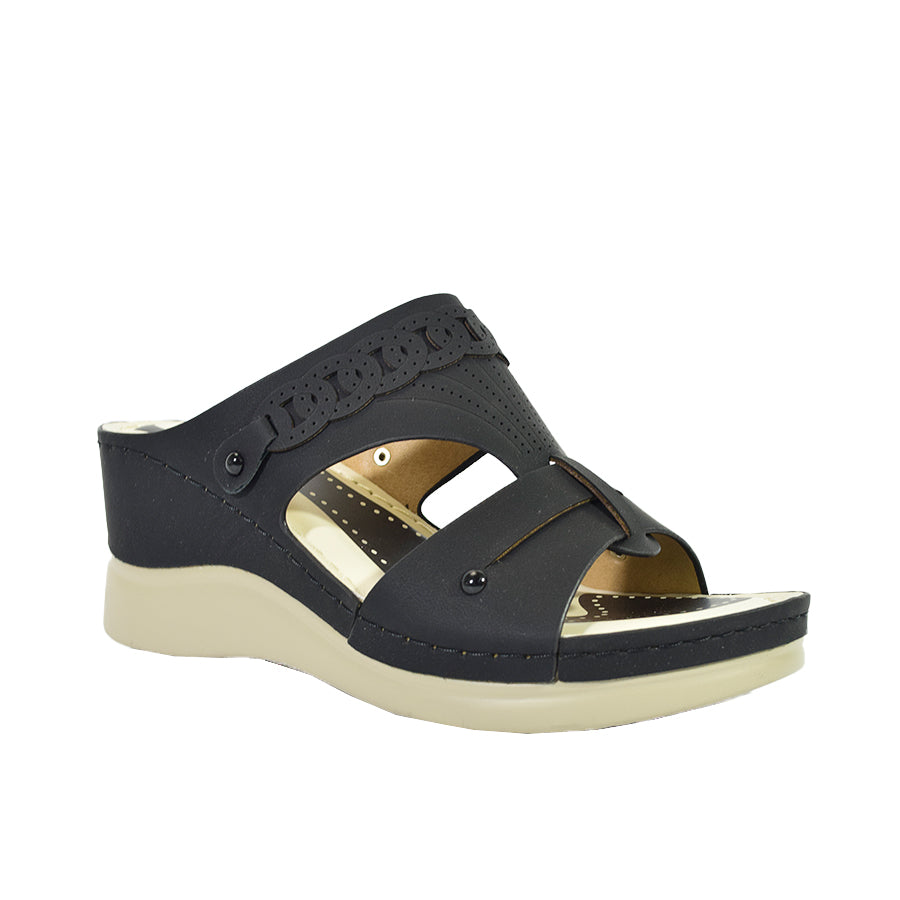 Mario D' Boro Women's Wedge Sandals LX 27413 Black/Taupe C56