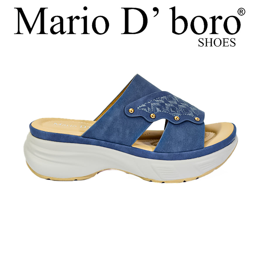 Mario D' Boro Women's Flat Sandals LX 26973 Blue/Brown C52
