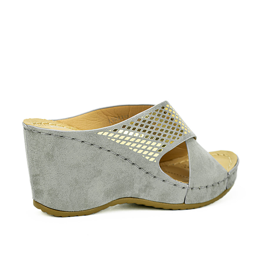 Mario D' Boro Women's Wedge Sandals Lv 22313 Beige/Light Gray