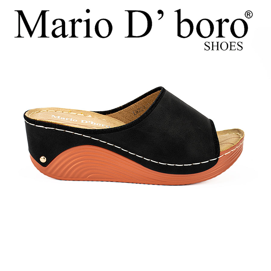 Mario D' Boro Women's Wedge Sandals Lw 22410 Black/Taupe
