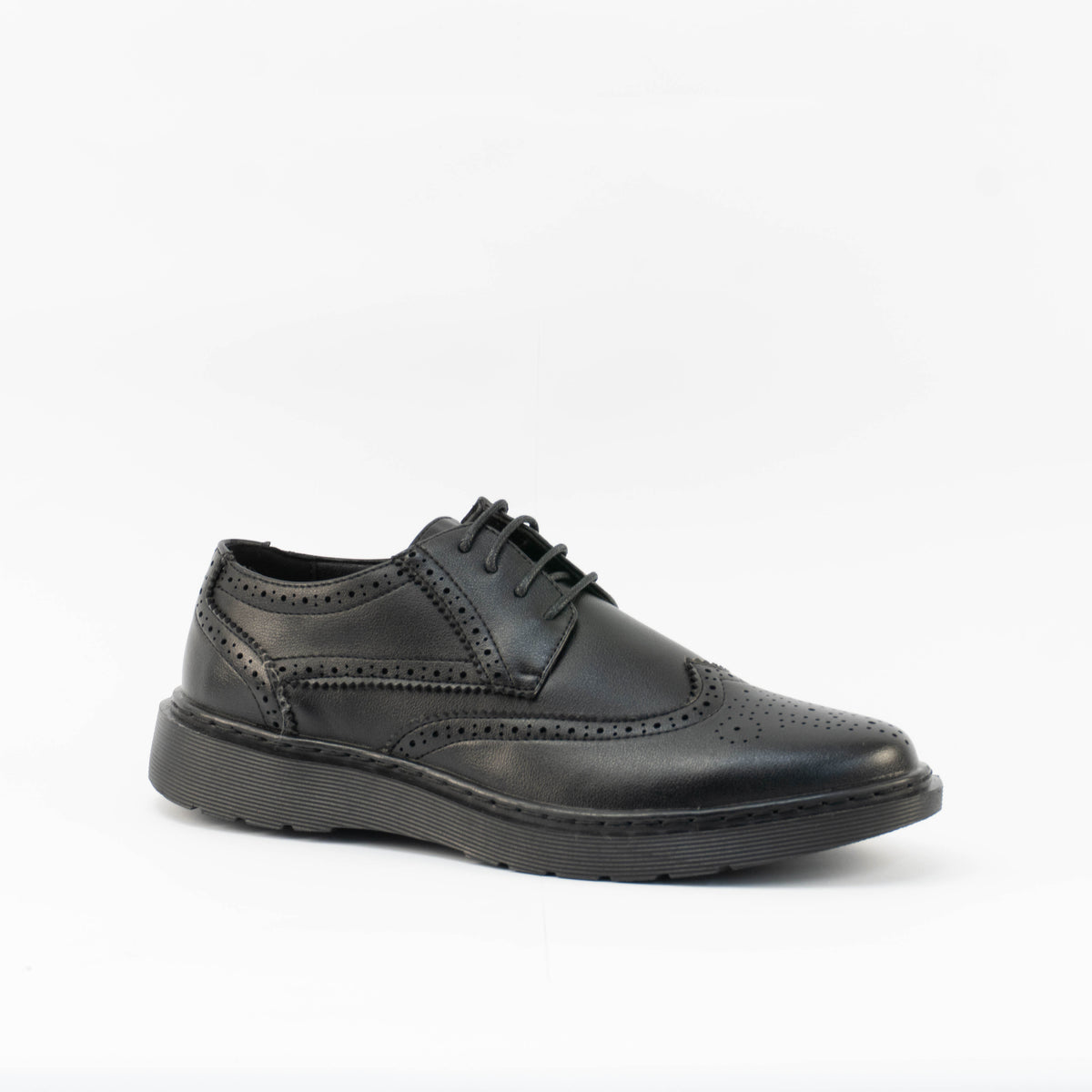 Mario D' boro Men's MZ 27497 C100 Black / Dark Brown dress shoe with perforated detailing lace-up closure and rubber sole.