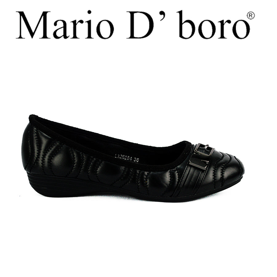Mario D' Boro Women's Ballet Flats LX 26284 Black and Gun Metal C49