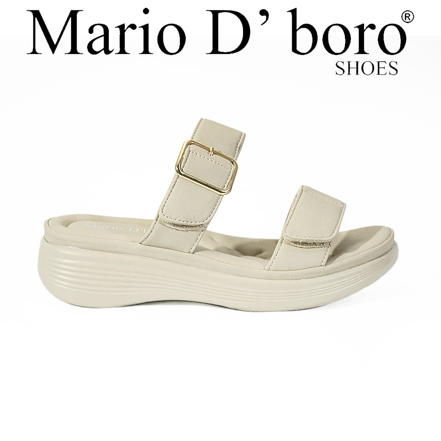 Mario D' Boro Women's Flat Sandals LY 28019 Bone/VDark Brown C65