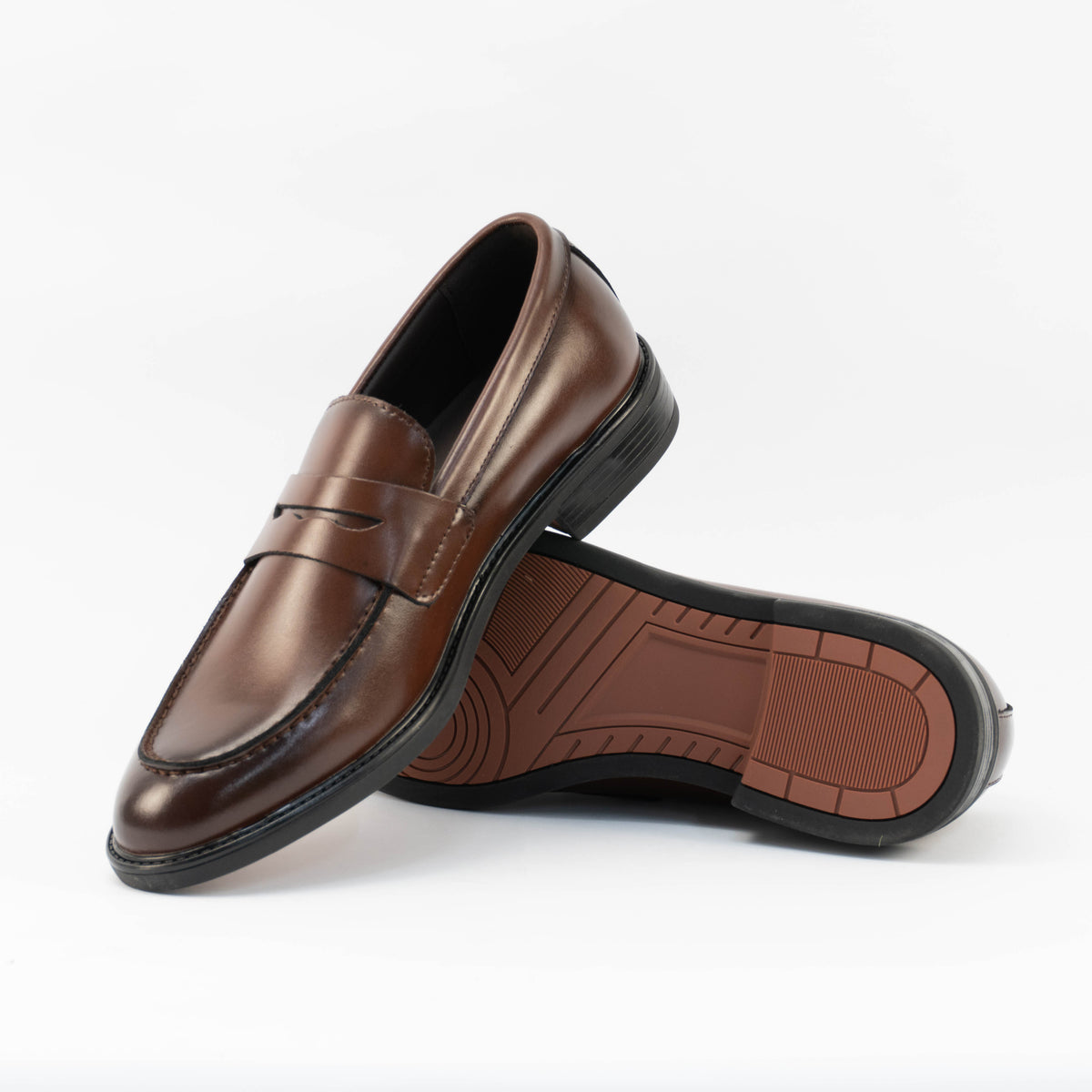 Mario D' boro Men's MZ 27524 C100 Black / Dark Brown formal slip-on shoes with low heel and classic design. Suitable for formal