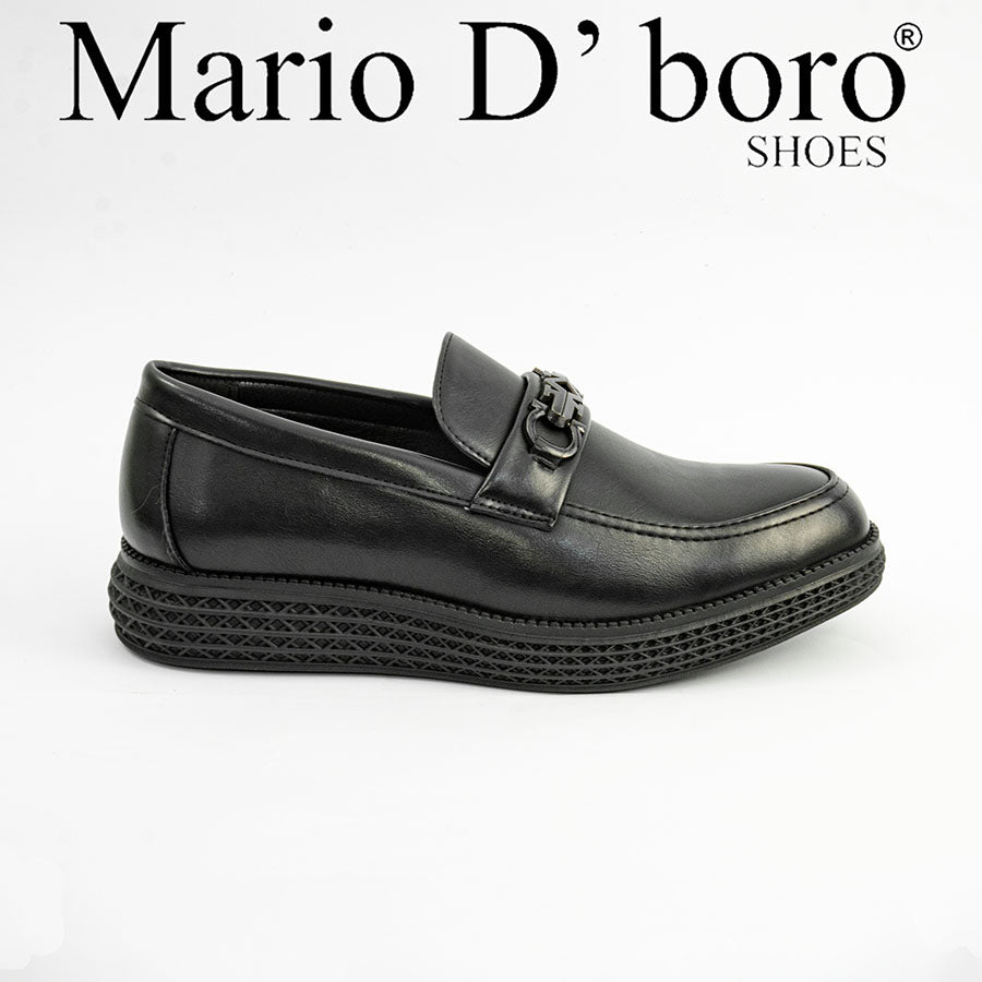 Mario D' boro MZ 27340 C98 Black formal with decorative metal accent and textured sole. Suitable for formal occasions.