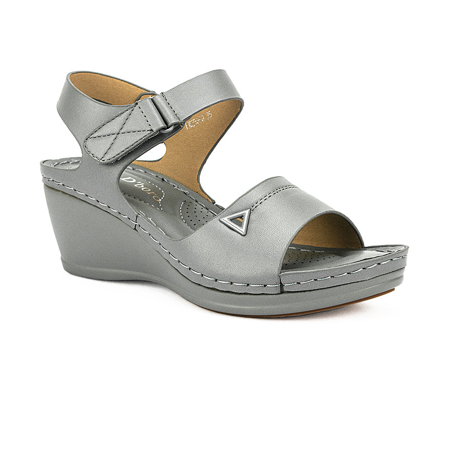 Mario D' Boro Women's Wedge Sandals LW 25698 Black/Light Gray  C44