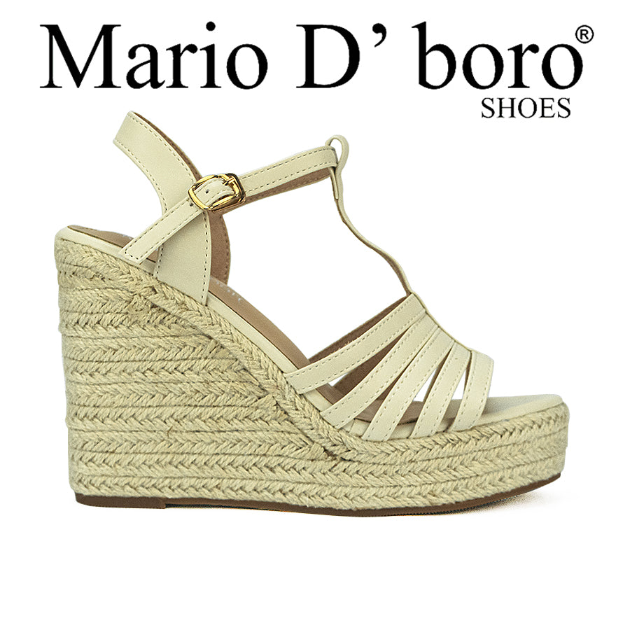 Mario D' Boro Women's Wedge Sandals Lw 25234 Off White/Taupe C36