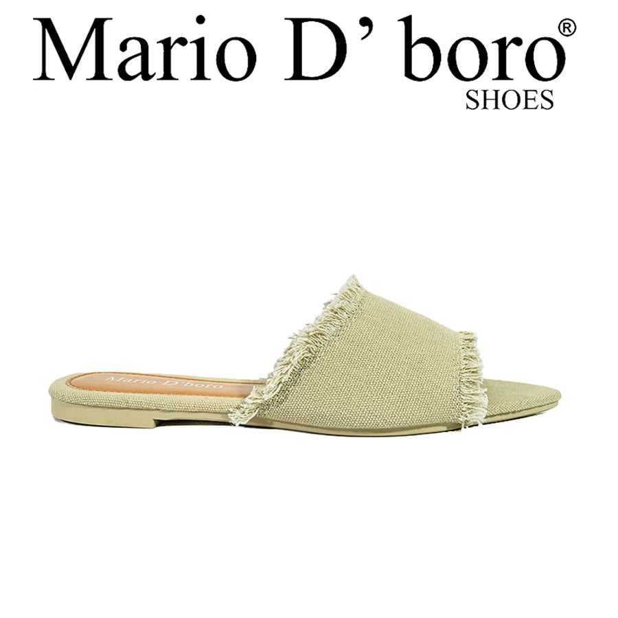 Mario D' Boro Women's Flat Sandals LX 27342 Beige/Black C54
