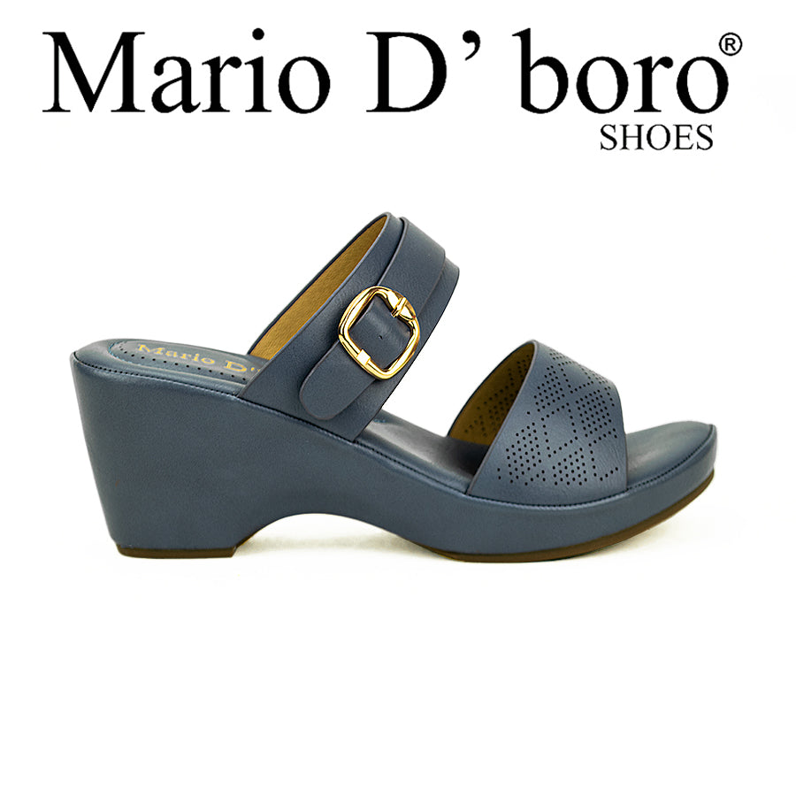 Mario D' Boro Women's Wedge Sandals Lv 22336 Beige/Blue