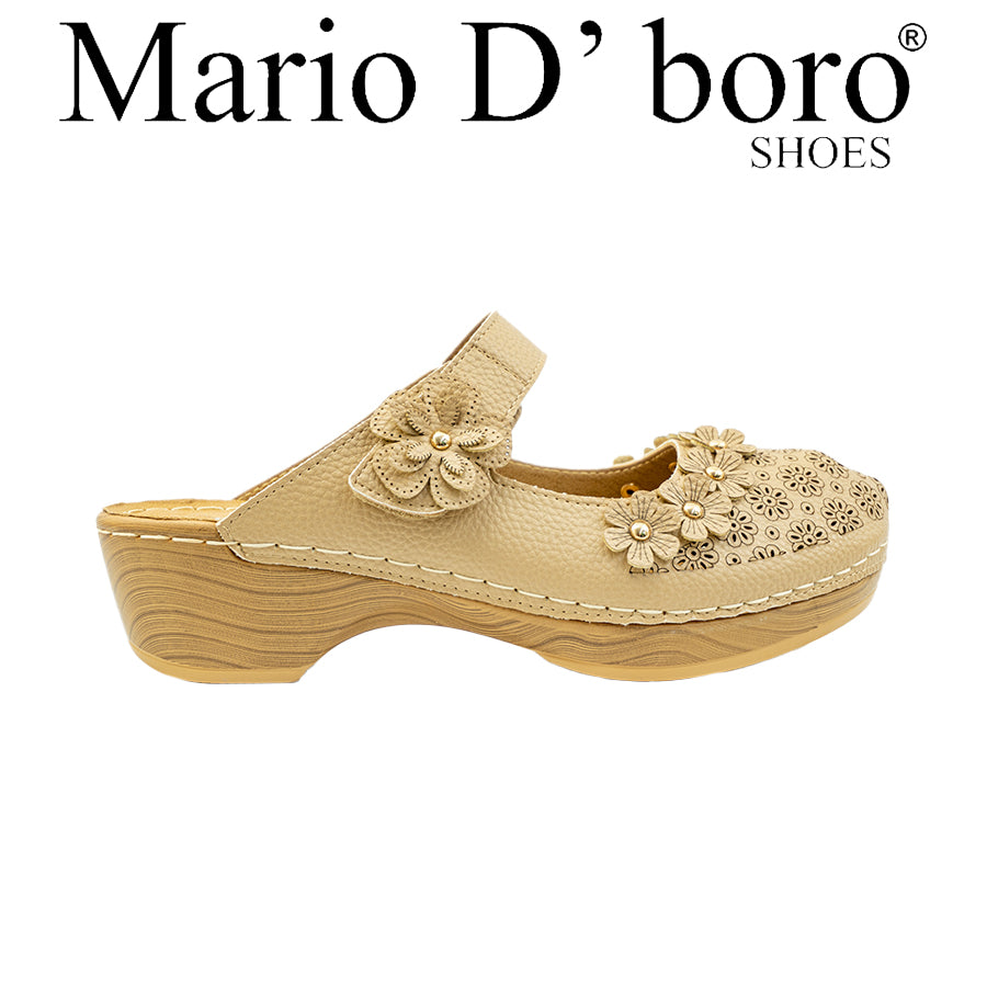 Mario D' Boro Women's Mules LY 28381Dark Beige/Off White C70