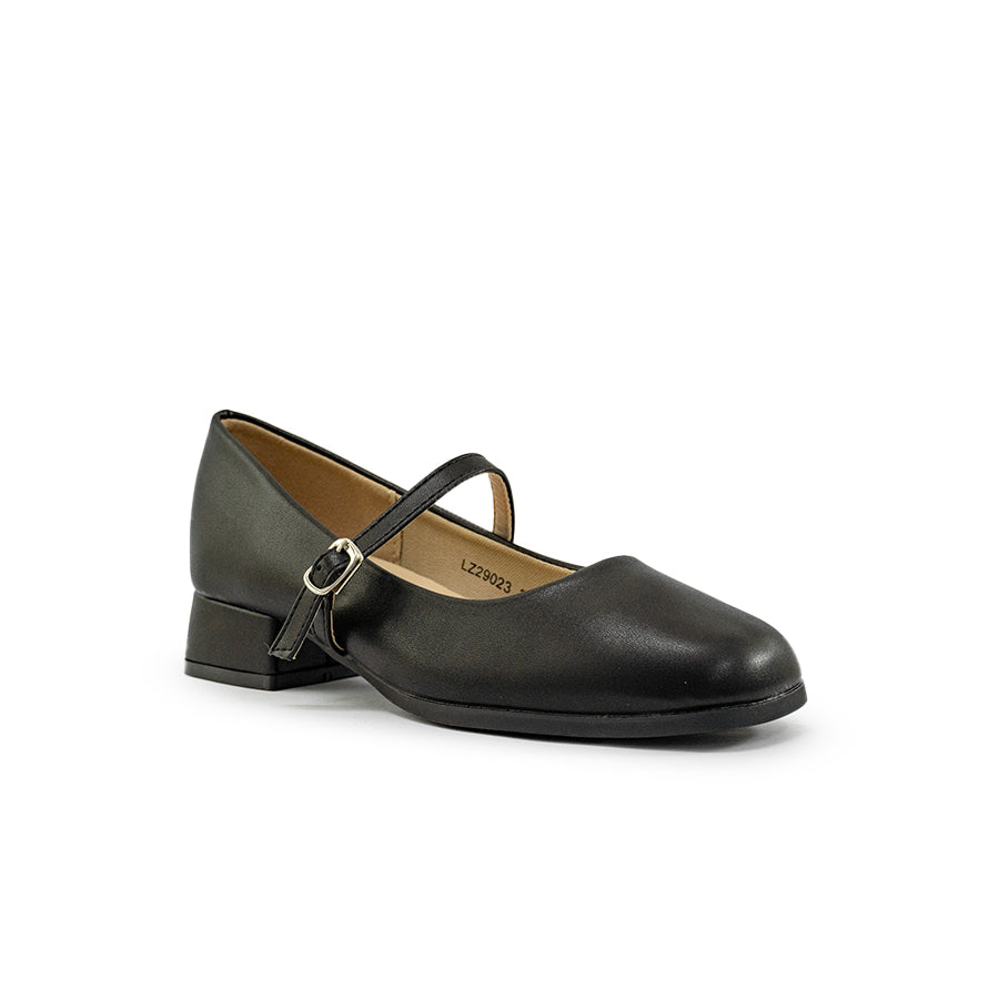 Mario D' boro Women's LZ 29023 C94 Black Mary Jane shoe with strap and buckle low block heel.