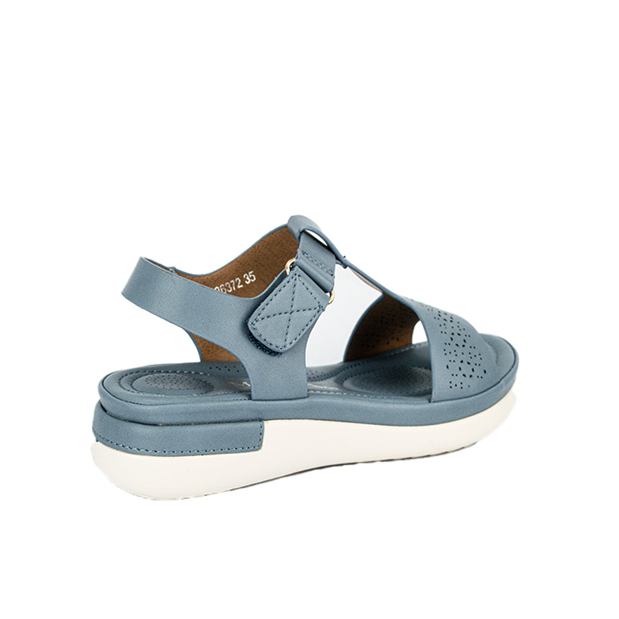 Mario D' Boro Women's Flat Sandals LX 26372 Blue/Dark Brown C49