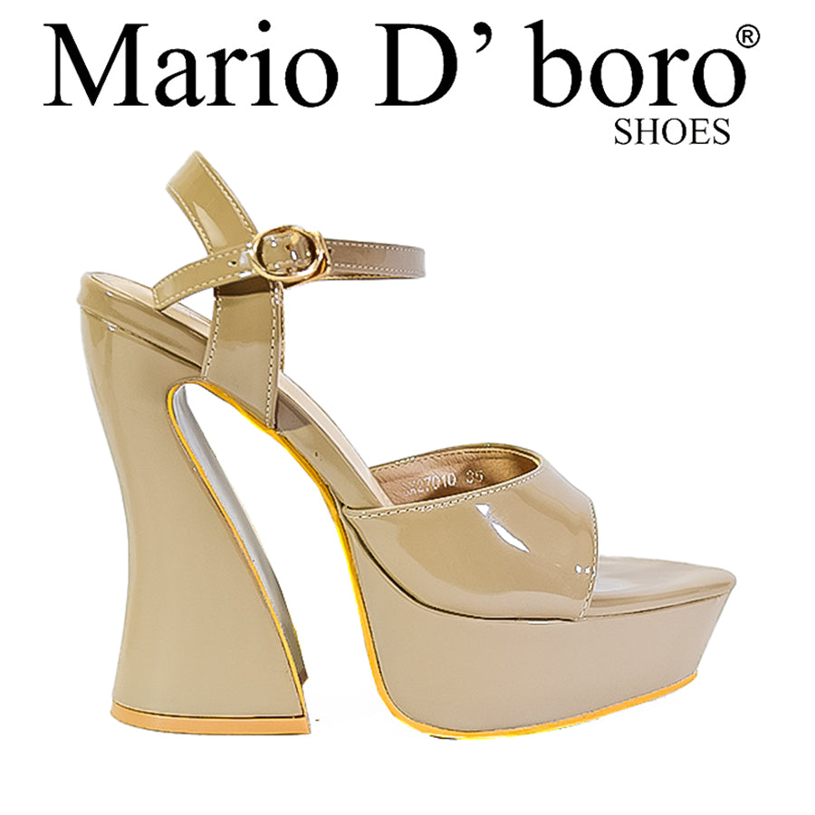 Mario D' Boro Women's Heeled Sandals LX 27010 Beige /Light Gray C52