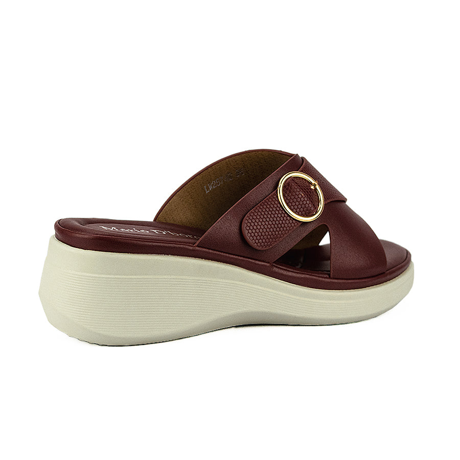 Mario D' Boro Women's Wedge Sandals LW 25742 Gray/Maroon C46
