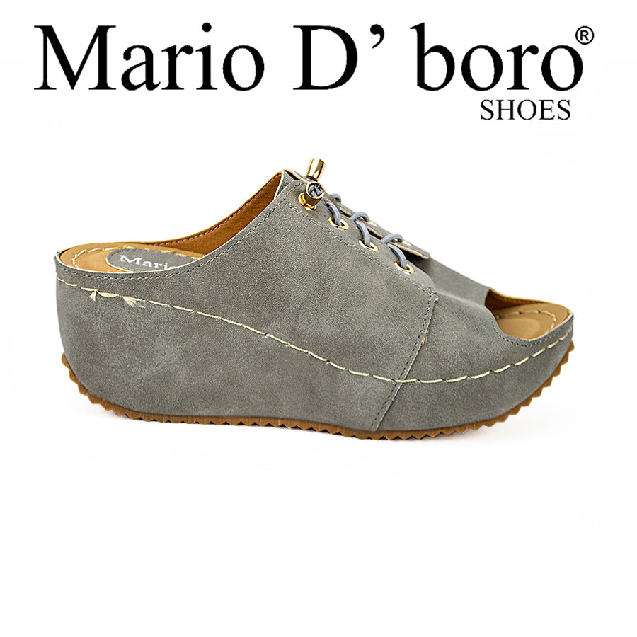 Mario D' Boro Women's Wedge Sandals Lw 23385 Gray/Navy Blue