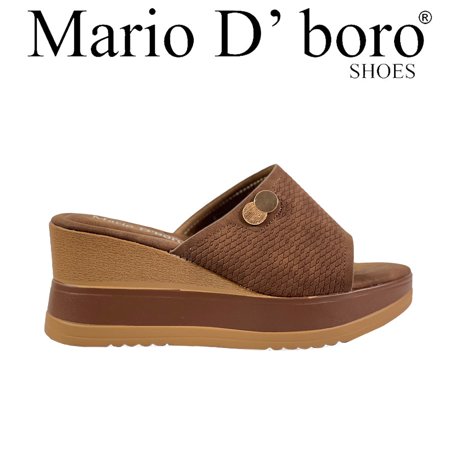 Mario D' Boro Women's Wedge Sandals LY 28234 Beige/Dark Brown C67
