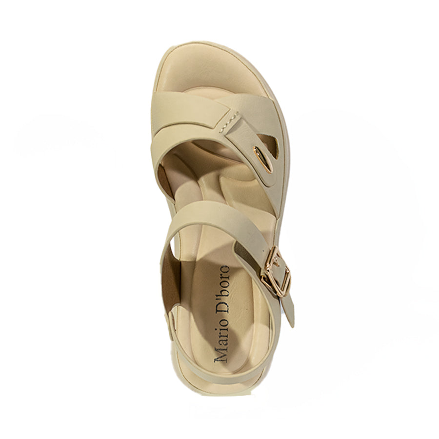 Mario D' Boro Women's Flat Sandals LX 26864 Beige and Black C52 C65