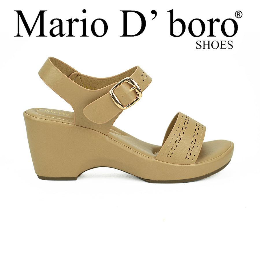 Mario D' Boro Women's Wedge Sandals Lv 22342 Beige/Black