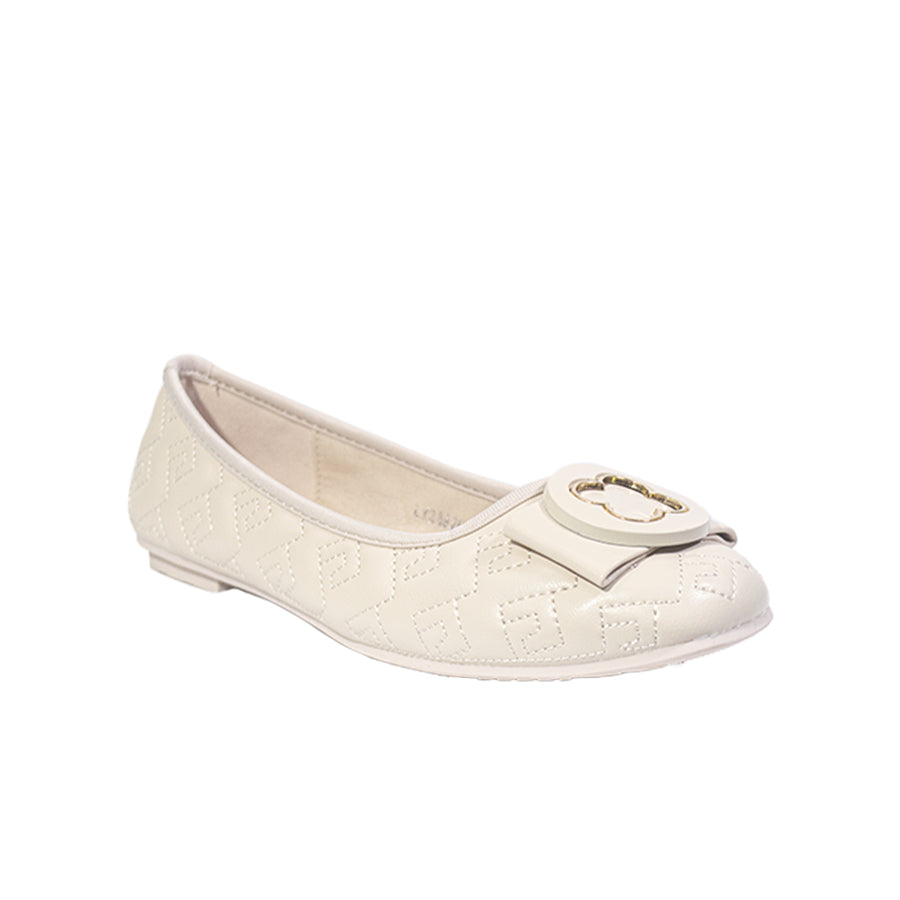 Mario D' Boro Women's Ballet Flats LY 26926 Bone/Brown C67