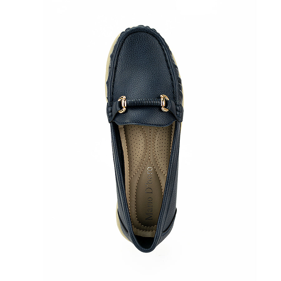 Mario D' Boro Women's Flat Lv 016 Navy Blue/Tan