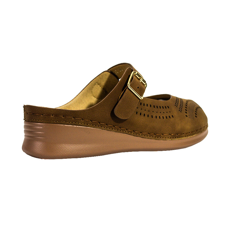 Mario D' Boro Women's Mules LX 27190 Dark Beige/Dark Brown C58