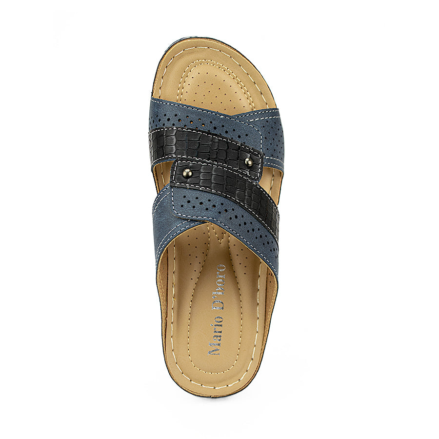 Mario D' Boro Women's Sandals Lv 007 Navy Blue/Tan