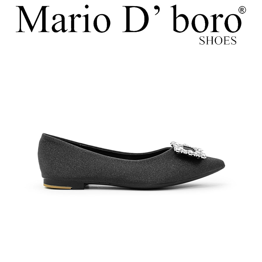 Mario D' boro Women's Ballet Flats LY 29255 Black / Silver C79