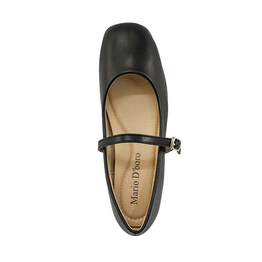 Mario D' boro Women's LZ 29023 C94 Black Mary Jane shoe with strap and buckle low block heel.