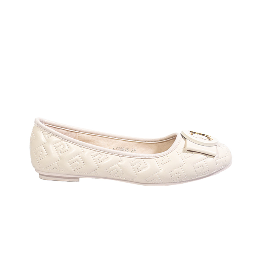 Mario D' Boro Women's Ballet Flats LY 26926 Bone/Brown C67
