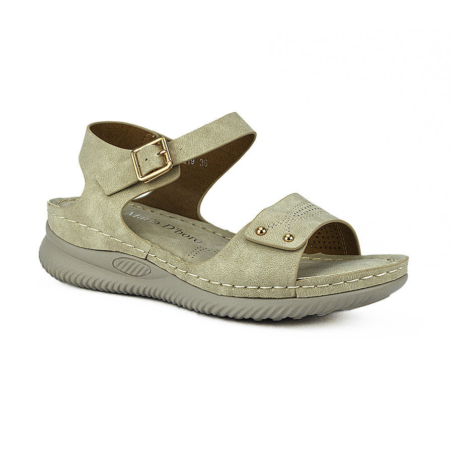 Mario D' Boro Women Flat Sandals Lw 26219 Beige/Brown/Dark Brown C46 C61