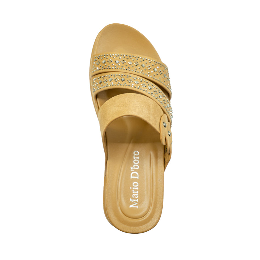 Mario D' Boro Women's Flat Sandals LY 28314 Medium Beige/Off White C70