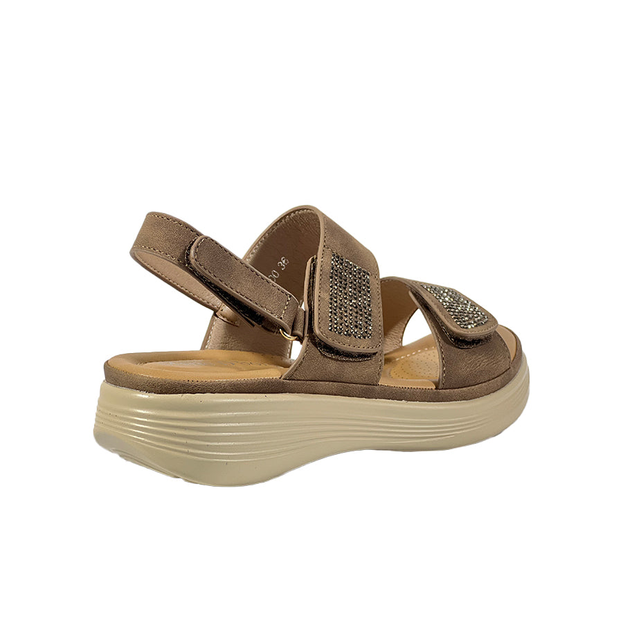 Mario D' Boro Women's Flat Sandals LY 28200 Dark Brown/Taupe C67