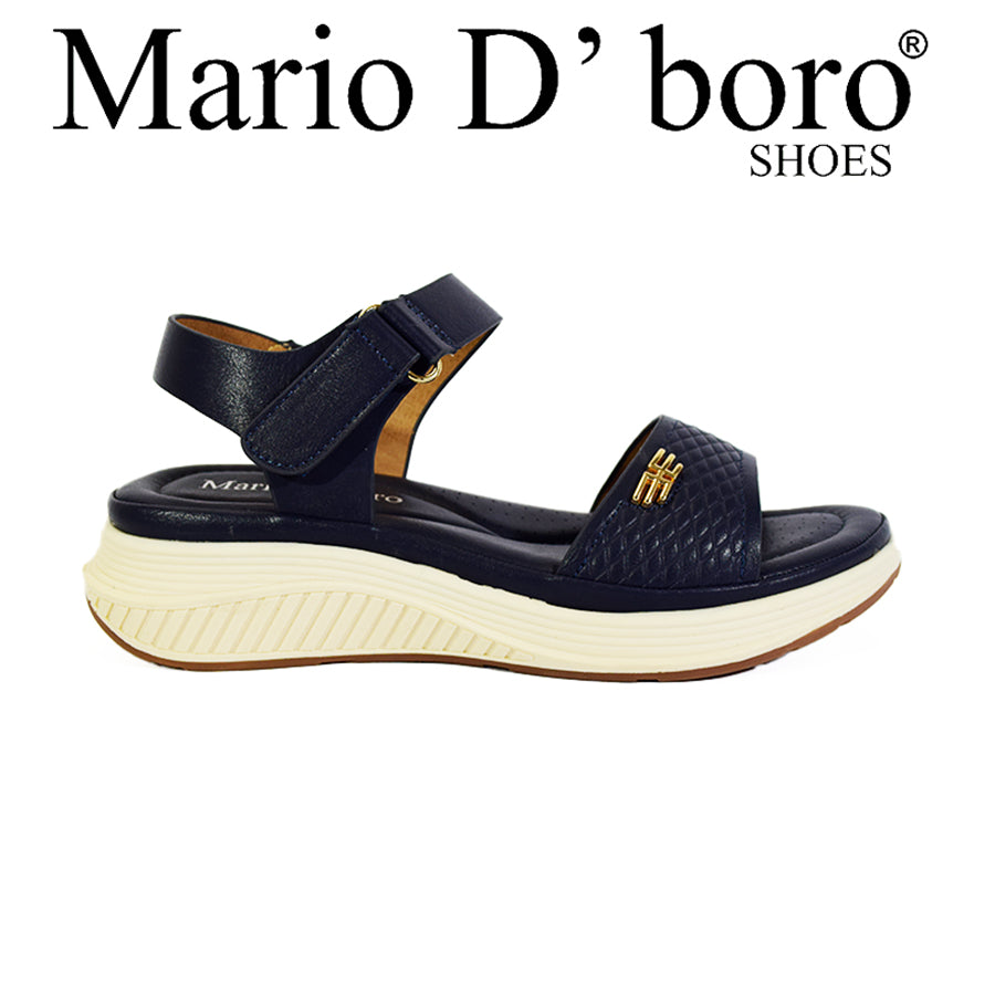 Mario D' Boro Women's Flat Sandals LX 26899 Brown and Navy Blue C52