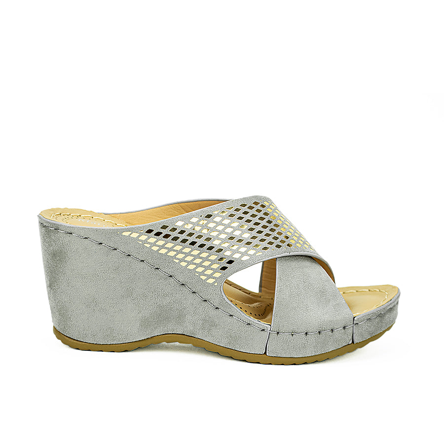 Mario D' Boro Women's Wedge Sandals Lv 22313 Beige/Light Gray